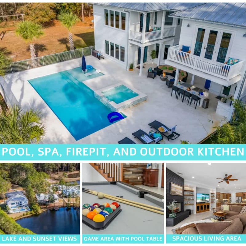 Luxe, Lakefront, Heated Pool/Spa, 5 mins to Beach