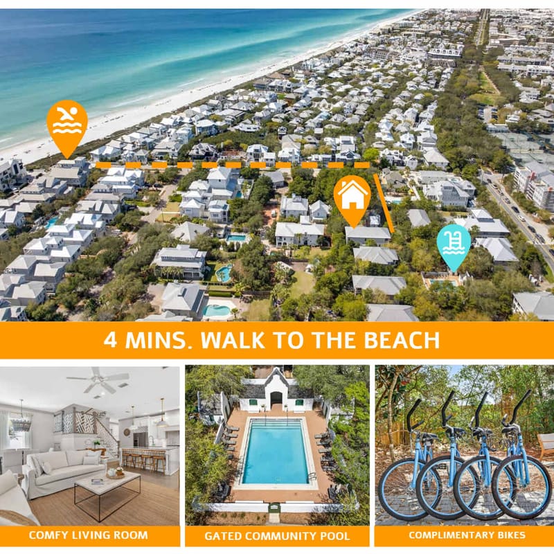 Secluded 4 min to Rosemary & Beach-Pool-Bikes